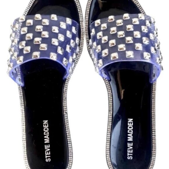 Steve Madden Shoes - Steve Madden Jynn Clear Sandals with Metallic Embellishments Sz 9